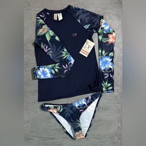 OP Ocean Pacific rash guard 2 Piece Size L Midnight Blue bottom med cover NWT
